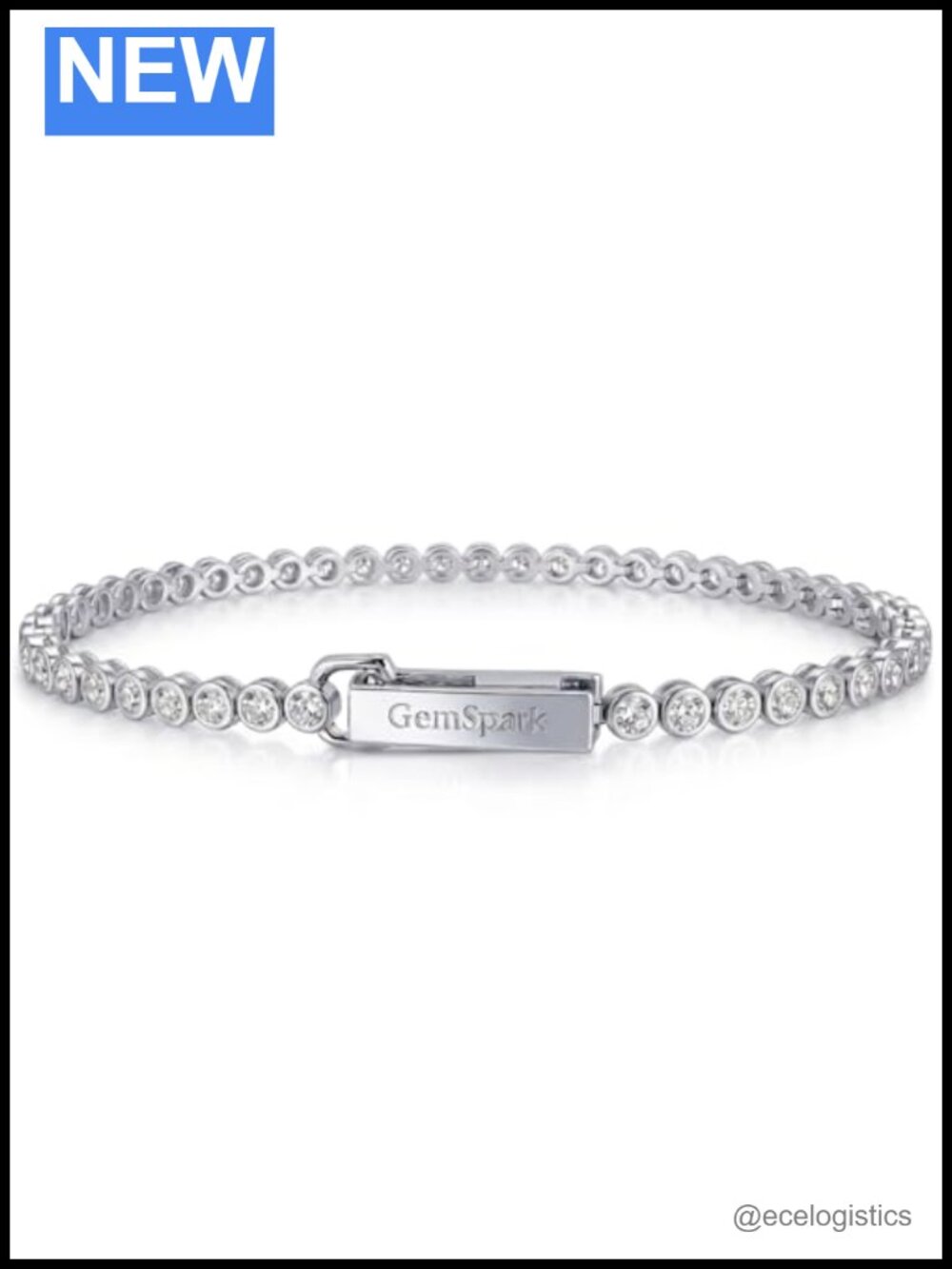 Moissanite Bezel Tennis Bracelet 14K Gold Plated Sterling Silver VVS1